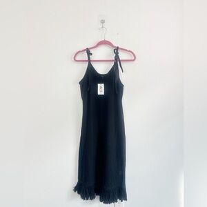 America & Beyond Black Knit Cover Up Dress Sz Medium